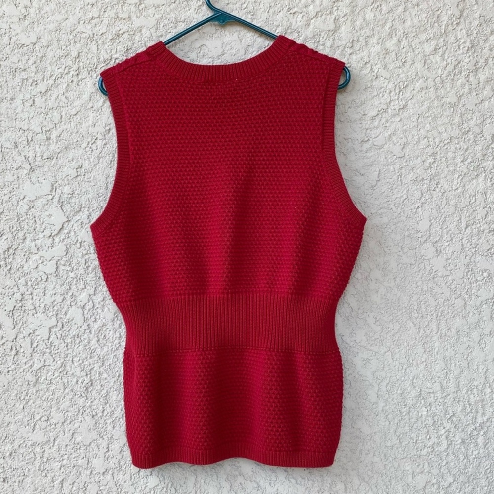 Vintage Pendleton Red Cable Knit Button Front Swe… - image 4